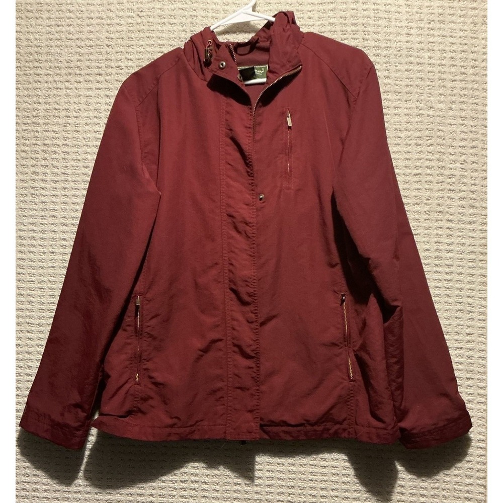 Eddie Bauer Maroon Women's Jacket Coat Size L Windbreaker Rain